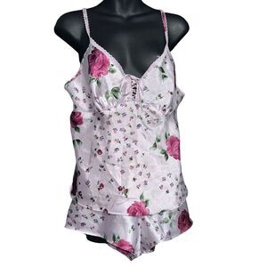 Nice vintage 3 piece Secret Treasures Lingerie Pj Set Satin Silky multicolored s